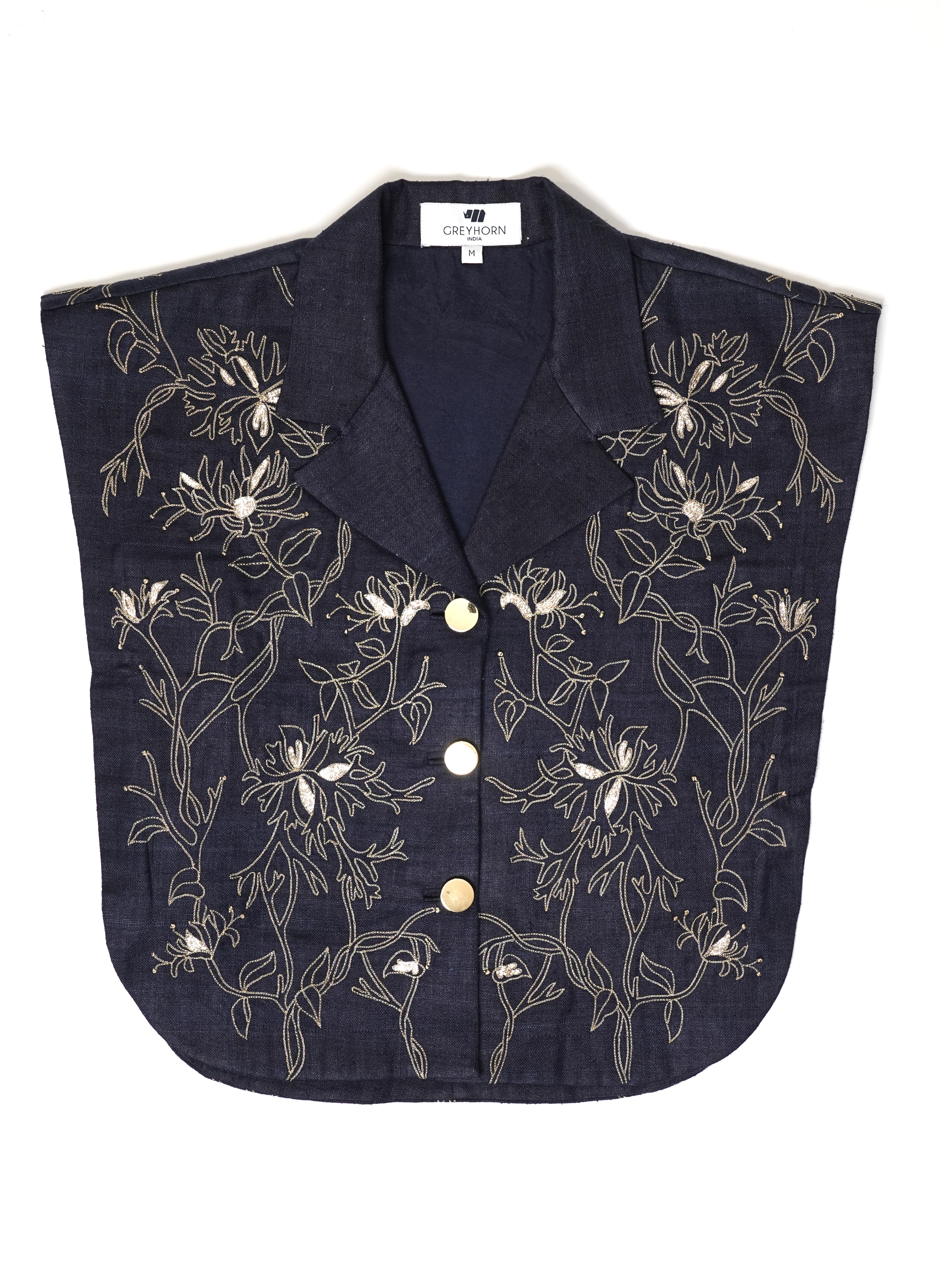 Dark Blue Embroidered Crop Top - cloth image 2