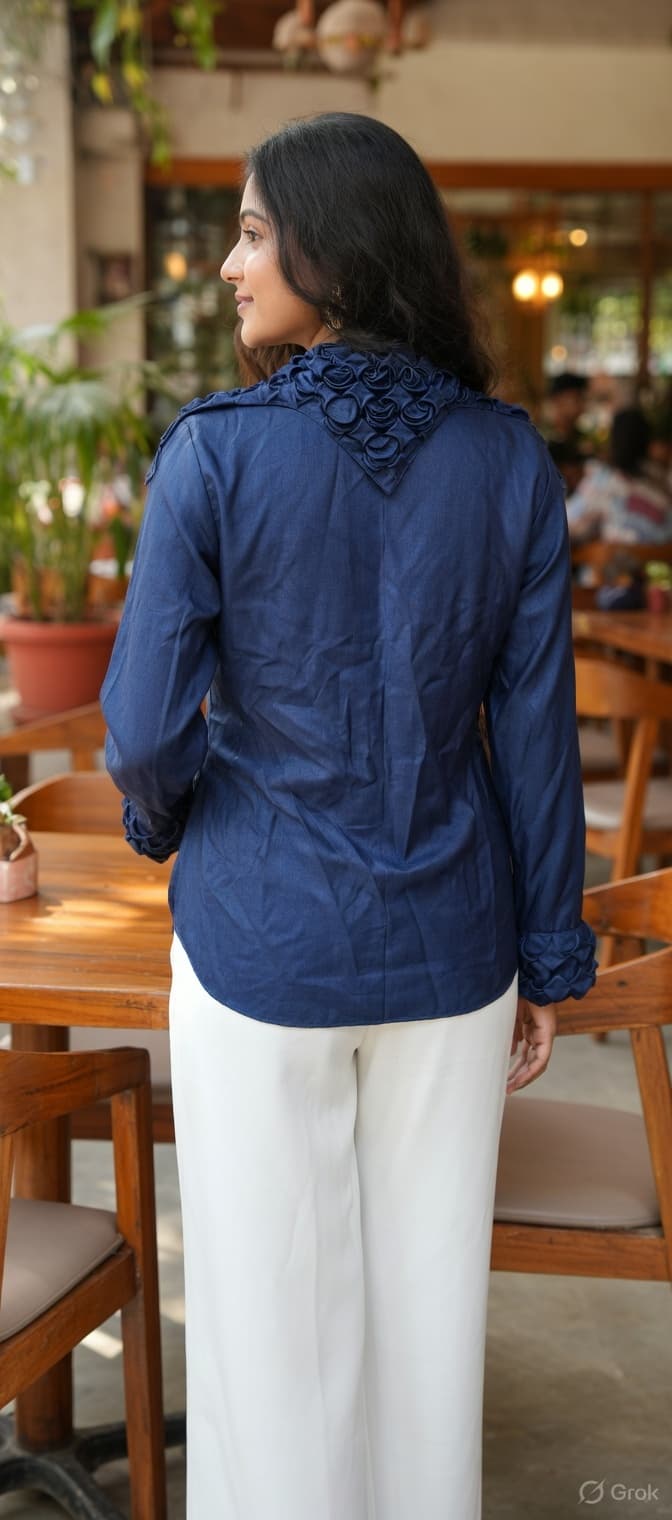Dark Blue Smocking Shirt