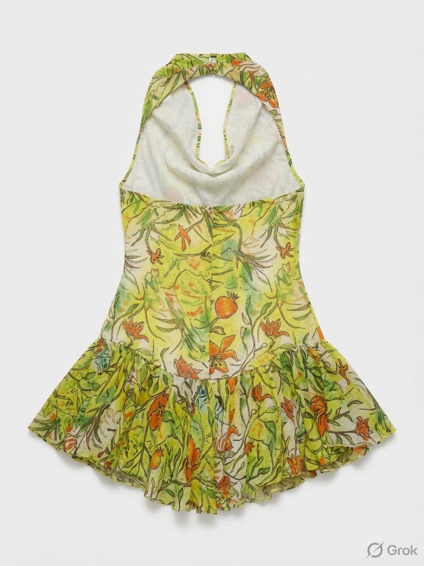 Lemon Printed Halter Neck Dress - cloth image 2